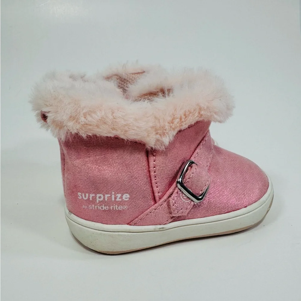 Pink Shimmer Faux Fur Toddler Winter Boots - Surprize by Stride Rite (EU 19)